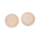 Set 10 nasturi lemn nelacuit cu 4 gauri, diametru 30 mm, Natur deschis