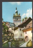 CPIB 23622 CARTE POSTALA - SIGHISOARA. TURNUL CEASULUI, RPR, CIRCULATA, 1965, STAMPILE, TIMBRU, Fotografie
