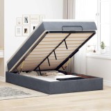 vidaXL Pat otoman cu saltea, gri &icirc;nchis, 120x190 cm, catifea 3311172