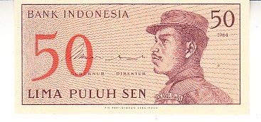 B11 5 - Bancnota foarte veche - Indonezia - 50 sen - 1964 foto