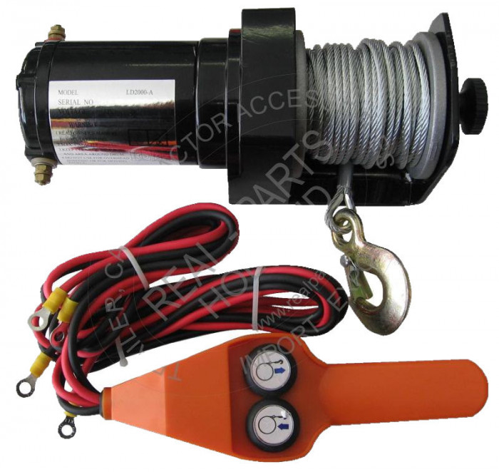 Troliu auto electric 12V profesional 2000LBS 906kg, cu cablu 15m, cu telecomanda control AutoDrive ProParts