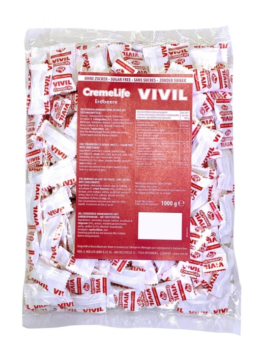 Bomboane cremoase Vivil Creme Life Capsuni fara zahar - 1 kg
