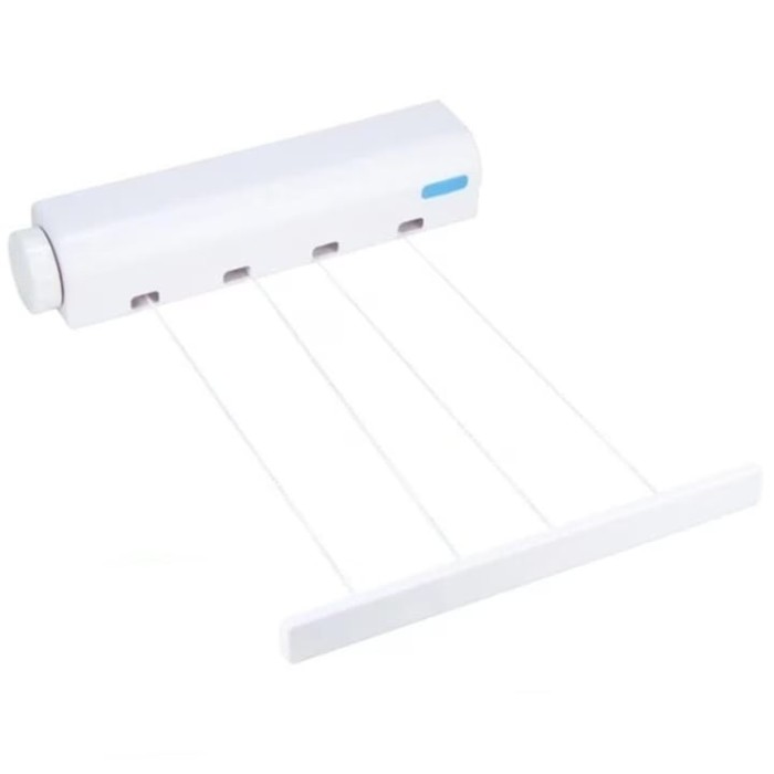 Uscator de rufe retractabil, cu 4 sarme si carlige, lungime maxima 3, 2 metri, alb