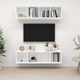 vidaXL Dulapuri TV montate pe perete, 2 buc. alb, lemn prelucrat