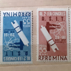 Romania 1957 LP 431 pereche orizontala congres A.S.I.T. nestampilat