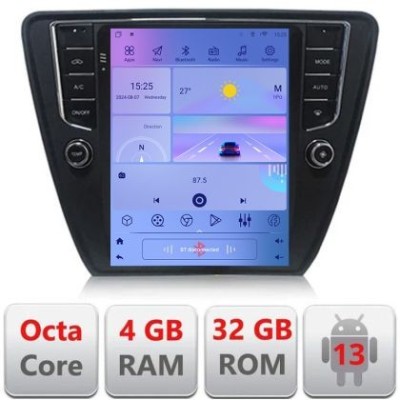 Navigatie Skoda Octavia 3,Qled 9.7&amp;quot; Qled 4+32 360 Android wifi 4G carplay android auto kit-tesla-045+EDT-E420 CarStore Technology foto