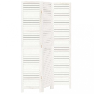 Paravan camera 3 panouri, alb, lemn masiv paulownia foto