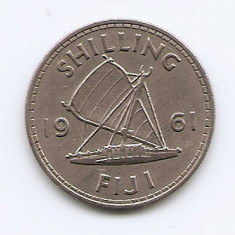 Fiji 1 Shilling 1961 - Elizabeth II - Cupru-nichel, B11, 23.5 mm KM-23 (3)