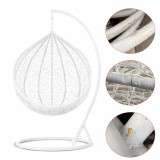 Cumpara ieftin Fotoliu suspendat tip cuib,structura otel, alb/gri, 103x107x195 cm, fara perne, RESIGILAT