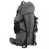 Rucsac Drumetie vidaXL 100L, Verde Camuflaj, Oxford 900D, Hidrofug, Cadru Metalic, Rucsac Camping Alpinism, Gri