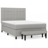 Cumpara ieftin Pat continental, gri deschis, 140x200 cm, material textil