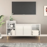 Cumpara ieftin Comodă TV, alb extralucios, 100x35x55 cm, lemn prelucrat