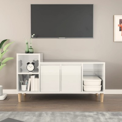 Gossi comoda tv, alb extralucios, 100x35x55 cm, lemn prelucrat foto