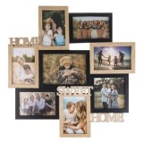 Rama foto din lemn pentru 8 poze, 49x50,5 cm, cu mesaj Home Sweet Home, CMCLASS