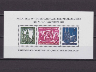 ✅(V31) Germania &amp;#039;89, bloc oficial Expo.Fila. Koln ,dupa marci Leipzig,MNH foto