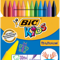 Creioane colorate cerate,12 culori,Bic KIDS PLASTIDECOR