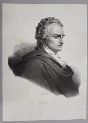 VITTORIO ALFIERI , POET SI DRAMATURG ITALIAN , LITOGRAFIE , DESEN de GREVEDON , litografiat de C. MOTTE , 1826 foto