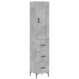 Dulap inalt, gri beton, 34,5x34x180 cm, lemn prelucrat