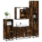 vidaXL Set de mobilier de baie 4 piese Lemn prelucrat de stejar afumat 3301202