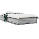 Cumpara ieftin Gossi cadru de pat, gri sonoma, 75x190 cm, lemn prelucrat si metal