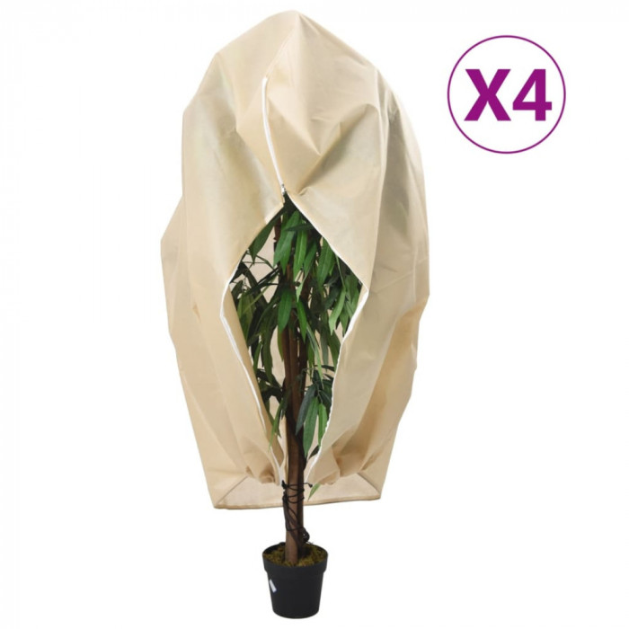 vidaXL Huse de plante din fleece cu fermoar 4 buc. 70 g/m&sup2; 1x1,55 m