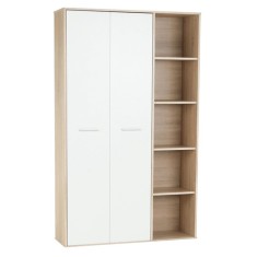 Dulap 2 usi 5 polite pal stejar sonoma alb Maurus 110,9x181,2x33,5 cm