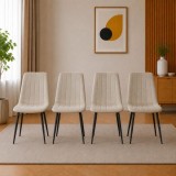 Set 4 scaune bucatarie/living, Artool, Lava, catifea bej, picioare metal negru, 43x51x90 cm
