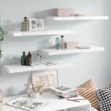 VidaXL Rafturi de perete, 4 buc., alb extralucios, 80x23,5x3,8 cm, MDF