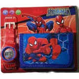 Set ceas electronic de mana si portofel copii tip Spider Man