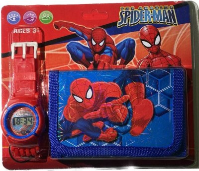 Set ceas electronic de mana si portofel copii tip Spider Man foto