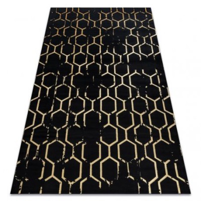 Modern GLOSS covor 407C 86 stilat, glamour, art deco negru / aur, 140x190 cm foto