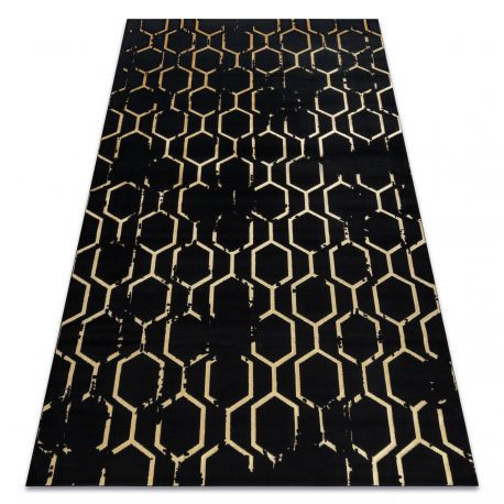 Modern GLOSS covor 407C 86 stilat, glamour, art deco negru / aur, 140x190 cm