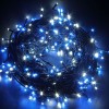 Instalatie Craciun, 10 m, 286 Led-uri ,Franjuri, Albastru, Flash, Transformator cu telecomanda, Interconectabila, Prelungitor 3 m inclus, Fir Negru, F, Flippy