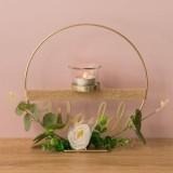 Suport decorativ metalic auriu cu pahar pentru lumanare, 23x6x24cm, CMCLASS