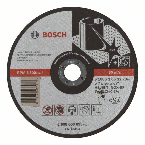 Disc de taiere drept Expert for Inox AS 46 T INOX BF, 180mm, 2.0mm Bosch