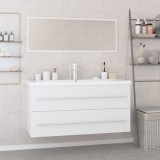 Set de mobilier de baie, alb, lemn prelucrat