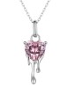Lantisor Argint 925 Roz Droplet Heart ARG407A, 37-45cm, Zirconiu, Email, Argintboutique - Cadou Mama/Iubita