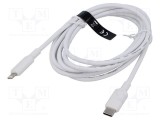 Cablu Apple Lightning - USB C, 2m, Alb, PVC, VENTION