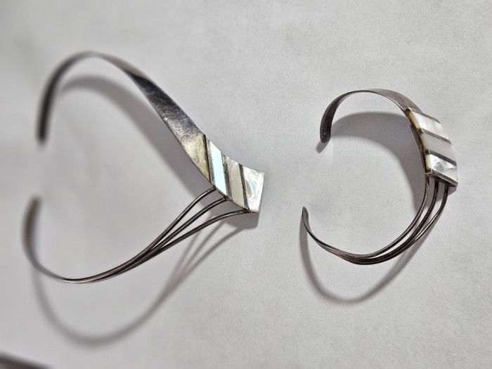 Set colier si bratara din argint vintage cu sidef #5145
