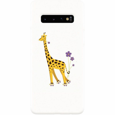 Husa silicon pentru Samsung Galaxy S10, Rollerskating Girafe Illustration foto