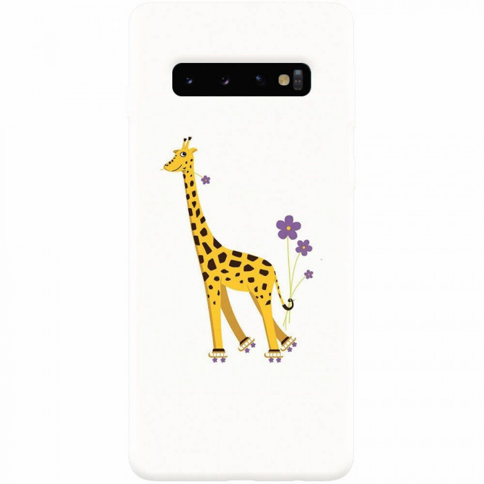 Husa silicon pentru Samsung Galaxy S10, Rollerskating Girafe Illustration
