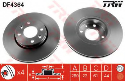 Disc frana RENAULT MEGANE II (BM0/1, CM0/1) (2002 - 2011) TRW DF4364 foto