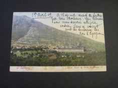 Carte poștală veche Spania &ndash; El Escorial, Vedere de pe Scaunul lui Filip al II-lea (cel mai probabil din perioada 1900&ndash;1940)