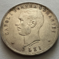 5 Lei 1906 Argint, Carol I, Romania, detalii bune