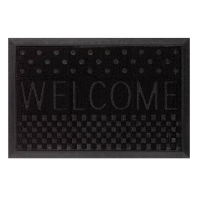 Covoraș Ușă, Negru, Mesaj Reliefat Welcome, 60x40cm, Cauciuc-Mocheta foto