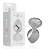 Intense Anal Toys-Plug Anal Metalic din Aluminiu cu Cristal-Argintiu, Mărime S