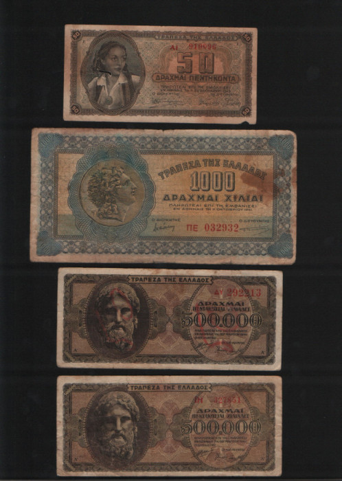 Set drahme Grecia WW2 8 bancnote circulate 1941-1944 / stare - vezi scan