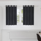 Draperii opace cu ocheți, 2 buc., gri &icirc;nchis, catifea