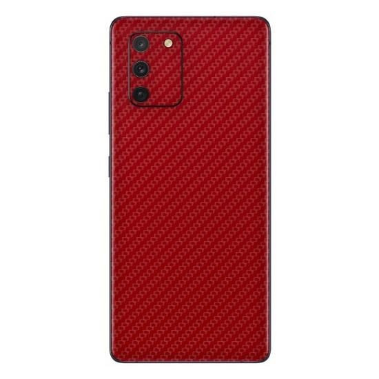 Set Folii Skin Acoperire 360 Compatibile cu Samsung Galaxy S10 Lite (Set 2) - ApcGsm Wraps Carbon Geranium Red