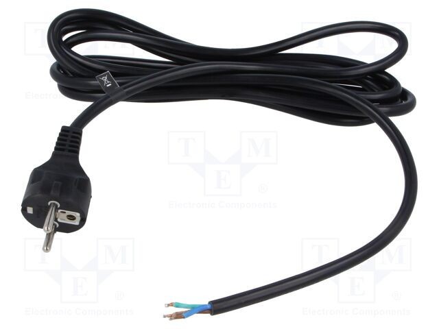 Cablu 3x1,5mm2 CEE 7/7 (E/F) 16A 3m PVC Negru POS